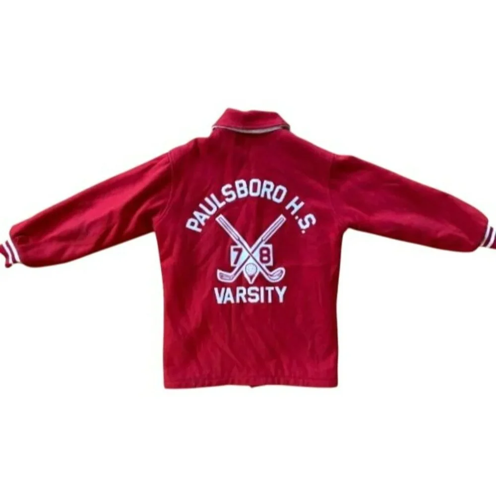 Vintage Red Wool Varsity Jacket Hewitt Golf Size 36 Mens High School Retro - Picture 10 of 11